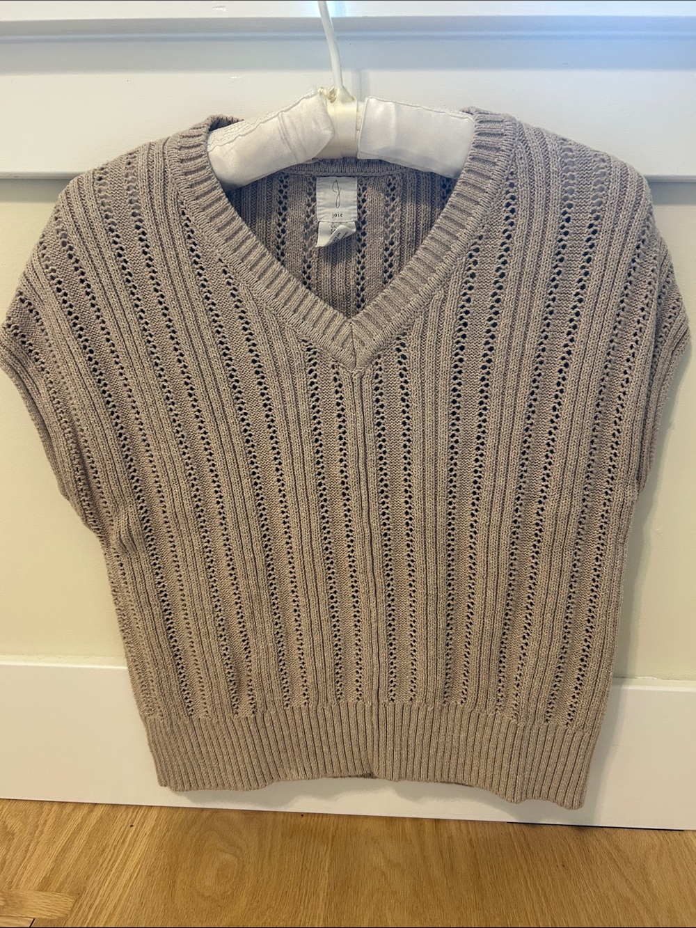 Joie Women's Open-Knit V-Neck Sweater Vest in Taupe